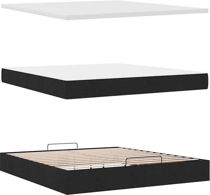 Produktbild VidaXL Ottoman-Bett mit Matratze Schwarz 160x200 cm Stoff (160 x 200 cm)
