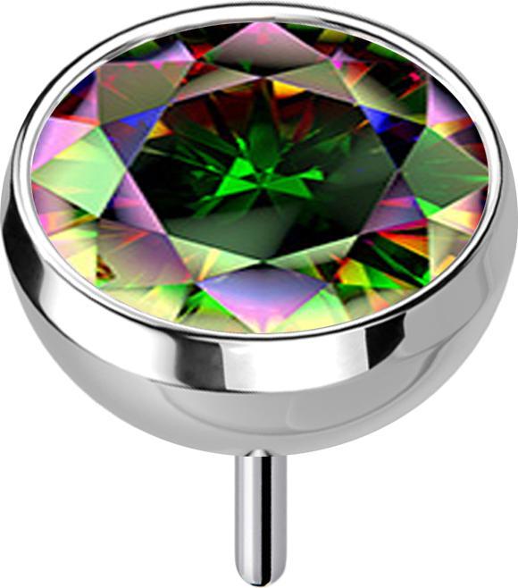 Actual product image Star Piercing Threadless hemisphere silver with crystal dark multicolour (without brass, Surgical steel 316L)