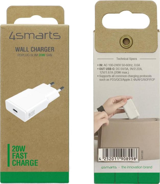 Immagine prodotto 4smarts Caricabatterie PDPlug Slim 20W GaN 1C bianco (20 W)