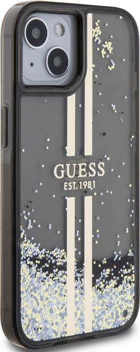 Actual product image Guess GUHCP15SLFCSEGK iPhone 15 / 14 / 13 6.1" czarny/black hardcase Liquid Glitter Gold Stripes (Apple iPhone 15)