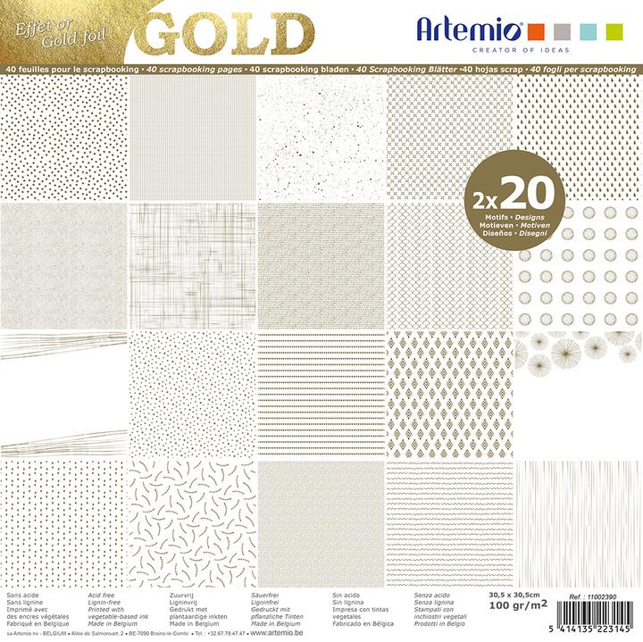 Immagine prodotto Artemio Blocco per scrapbook "ORO", 30,5x30,5cm, 40 fogli (100 g/m², 40 x)