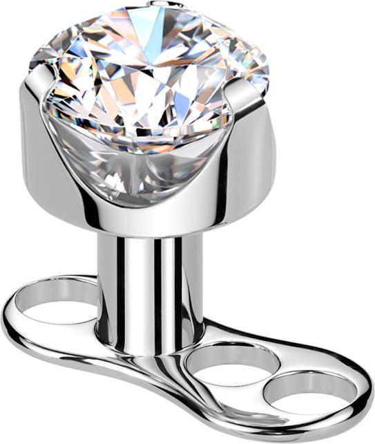 Image du produit Star Piercing Dermal Anchor Innengewinde silber flach Kristall silber gefasst (Titane G23, sans laiton)