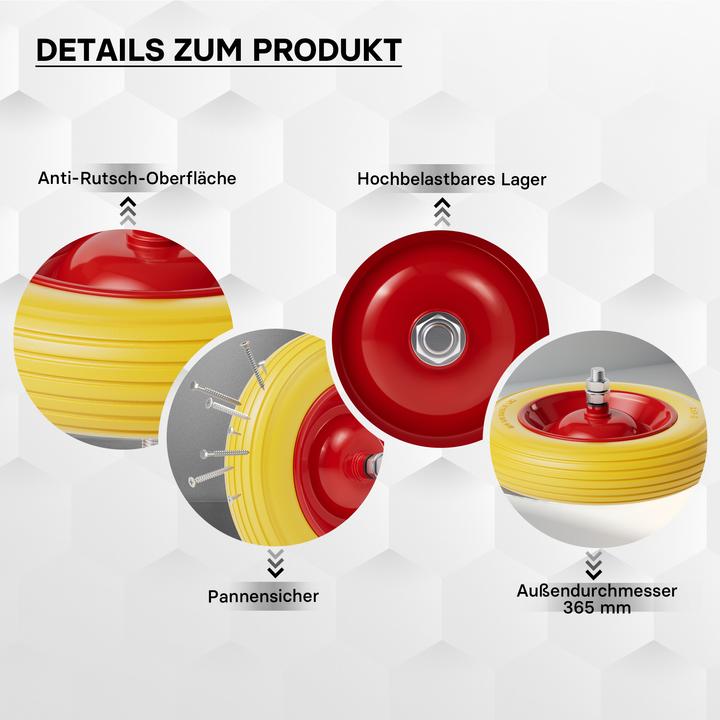 Actual product image Wiltec Puncture Proof PU Wheel Wheelbarrow-Complete Size 3.50-8, Solid Rubber, quick-release axle