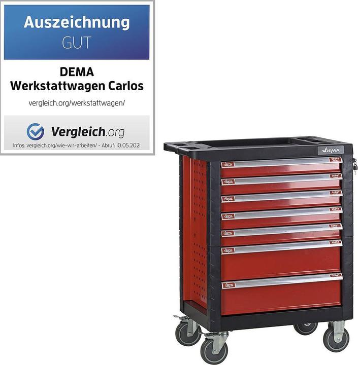 Produktbild Dema Werkstattwagen Schubladenwagen Werkzeugwagen Rollwagen Carlos rot mit 7 Schubladen (7 x)