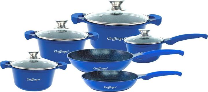 Immagine prodotto JTI Pentole, padelle e casseruole - blu - 6 pezzi (Casseruola con manico, Acciaio inossidabile)