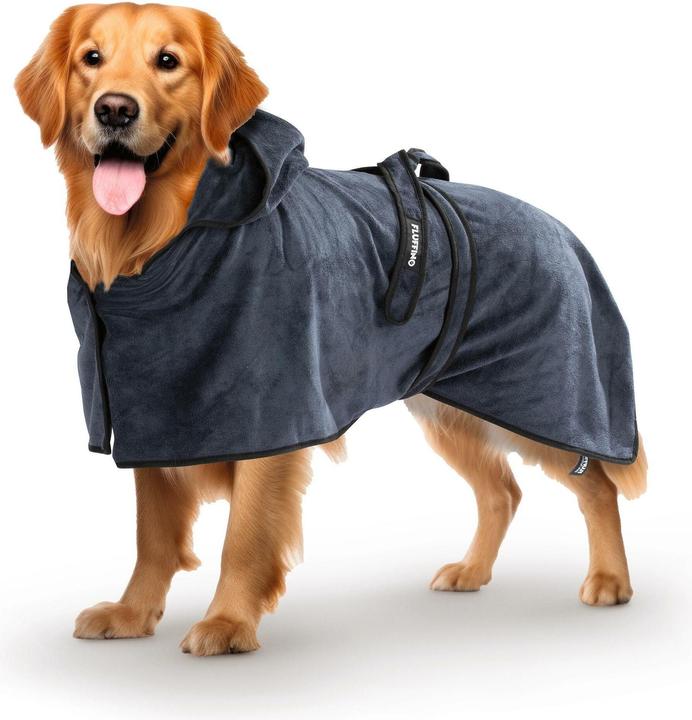 Immagine prodotto Fluffino Accappatoio Beige / Blu, M (M, Accappatoio per cani)