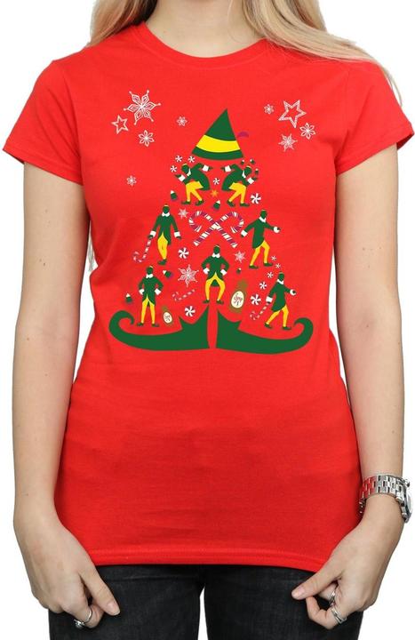 Actual product image Elf Womens/Ladies Christmas Tree Cotton T-Shirt (M)