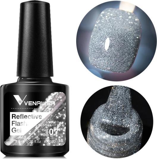 Produktbild Venalisa Gellack Reflective Neon Disco Gel BD07 (Silber Glitzer, Gel-Effekt Nagellack)