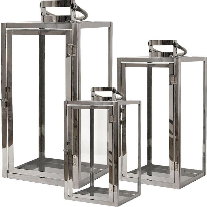 Produktbild Mojawo Luxus Edelstahl Laternen 3er Set 30/40/53cm (3 x)