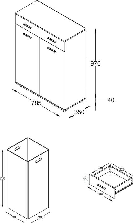 Produktbild VCM Wäscheschrank Landos (79 x 35 x 97 cm)