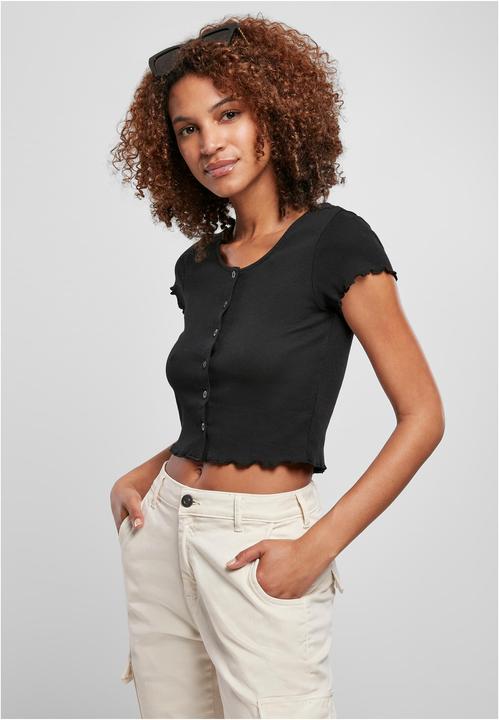 Produktbild Urban Classics Ladies Cropped Button Up Rib Tee (M)