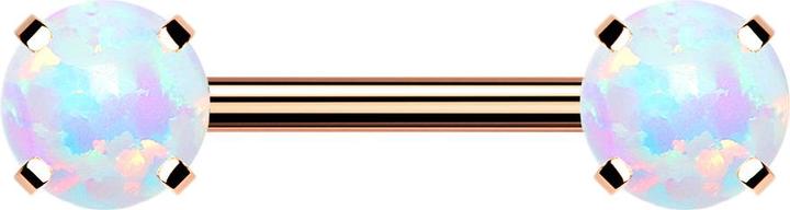 Image du produit Star Piercing Threadless Barbell or rose avant avec opale blanche sertie (Acier chirurgical 316L)