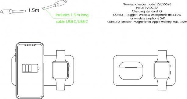 Image du produit Swissten Wireless CHARGER 2in1 Noir