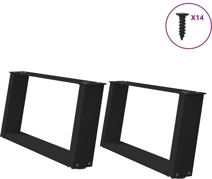 Actual product image VidaXL Coffee table legs U-shape 2 pcs. black 70x(30-31) cm steel table leg