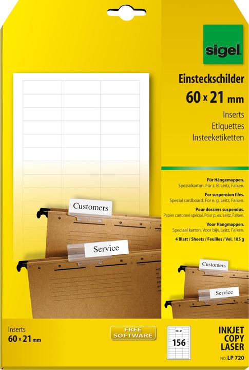 Actual product image Sigel PC insertion labels