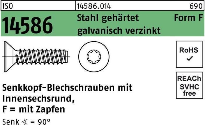 Immagine prodotto Vite autofilettante a testa svasata ISO 14586 con esagono incassato/studente 2,9 x 16 -F acciaio (1000 Viti per pezzo)
