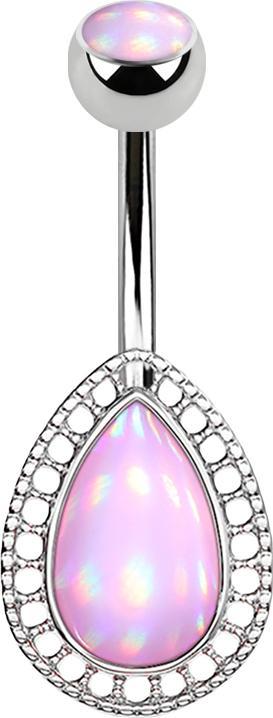 Produktbild Star Piercing Banane silber Tropfen mit Epoxidstein pink (Messing, Chirurgenstahl 316L)