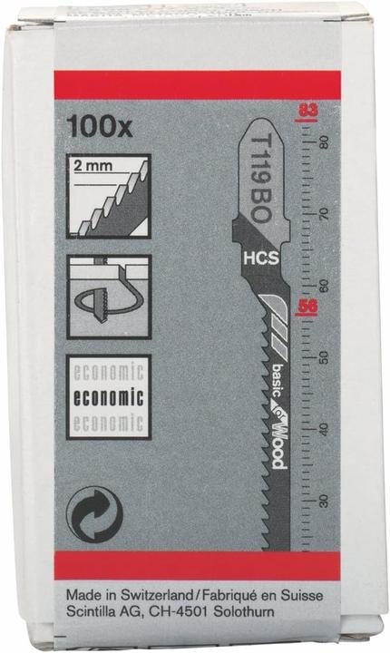 Immagine prodotto Bosch Professional Zubehör Lama per seghetto alternativo T 119 BO Basic per legno, confezione da 100 pezzi