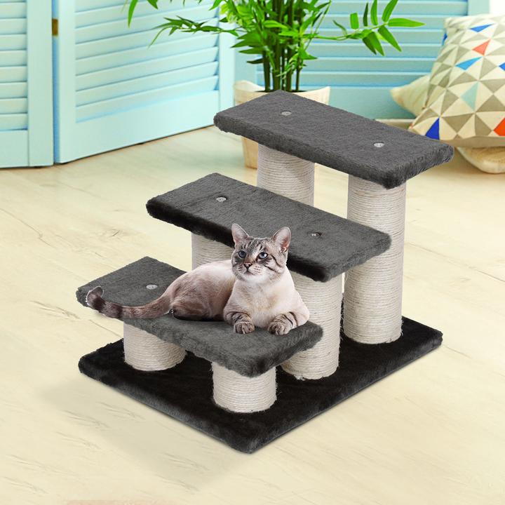 Image du produit PawHut Escalier pour chats avec 3 marches (34 cm, Gris)