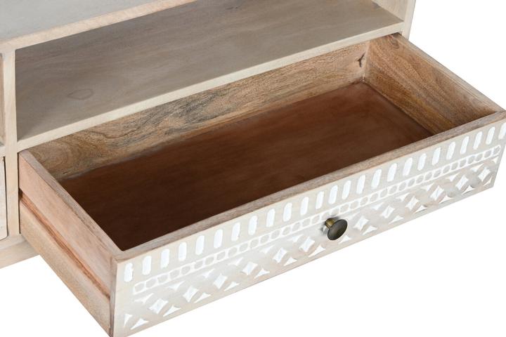 Actual product image DKD Home Decor TV furniture White Natural Mango wood 130 x 40 x 45 cm (130 x 40 x 45 cm)