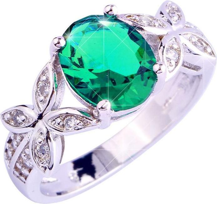 Image du produit Hermex Bague argentée avec quartz émeraude - taille 58 / Size 8 (8)