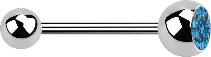 Image du produit Star Piercing Micro Barbell argent avec boule et cristal boule bleu clair (sans laiton, Acier chirurgical 316L)