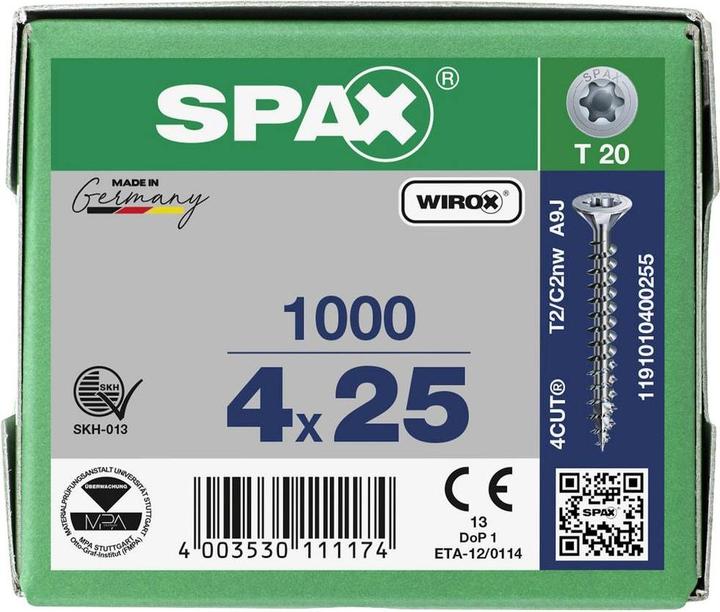 Actual product image Spax Chipboard screws SK T20 4,0x25 mm (1000 Screws per piece)