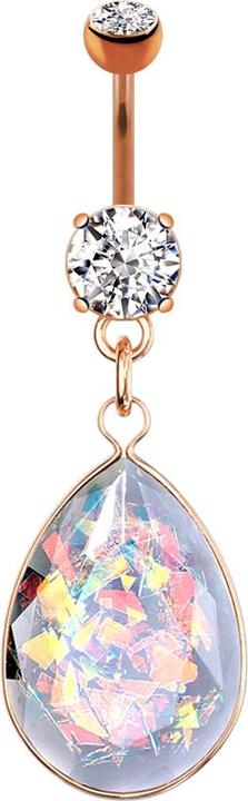 Immagine prodotto Star Piercing Banana in oro rosa con due sfere di cristallo ciondolo in argento con pietra opalite glitterata (Ottone, Acciaio chirurgico 316L)