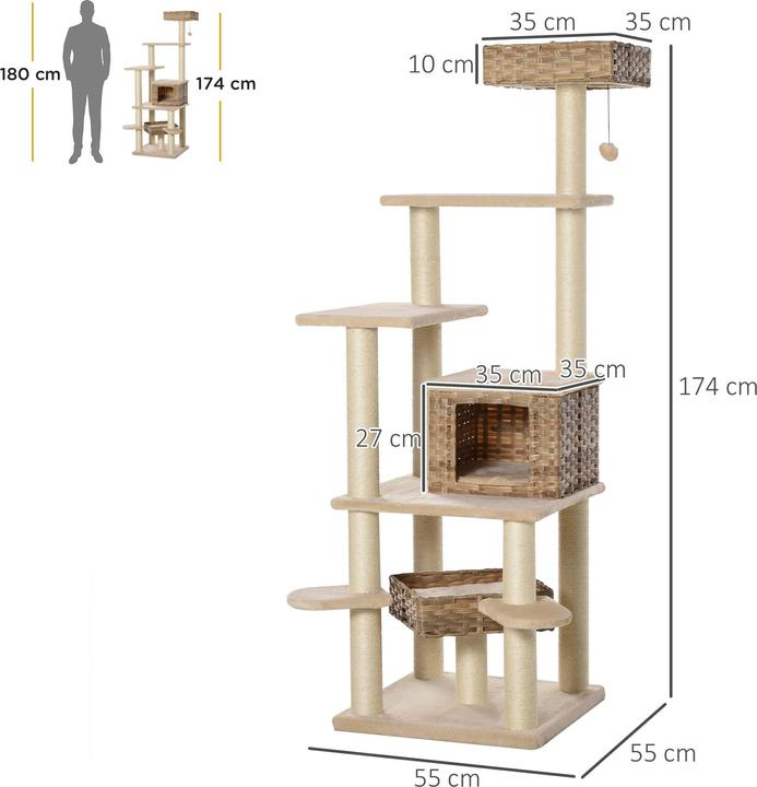 Actual product image Jamb Scratching post (174 cm, Beige+Brown)