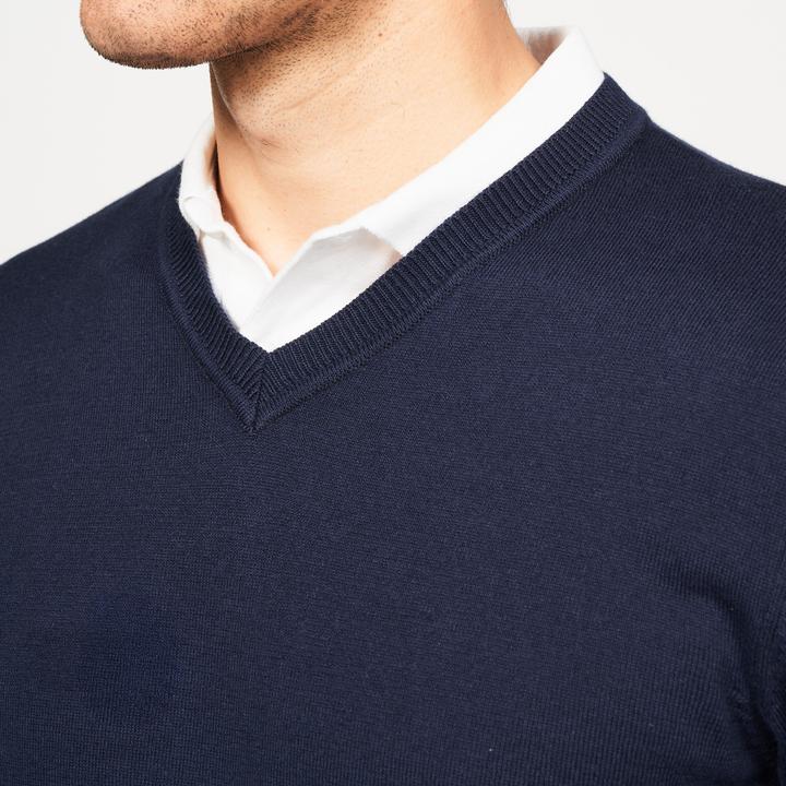 Immagine prodotto Inesis Pullover da golf da uomo con scollo a V in cotone - CW100 blu navy