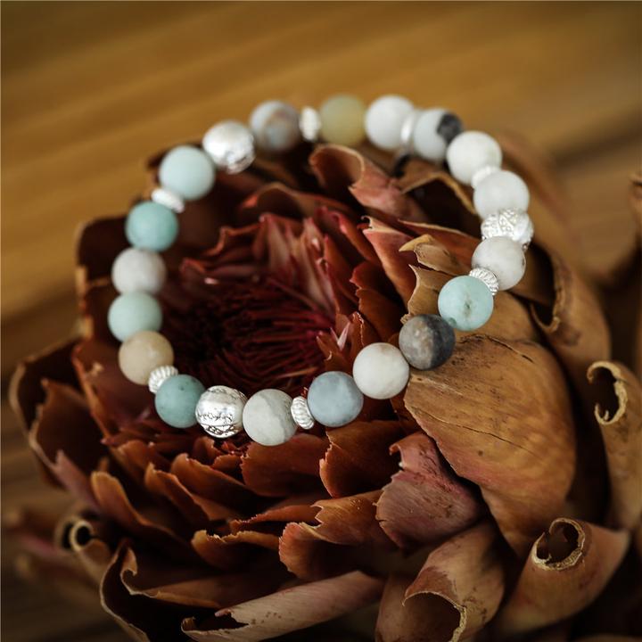 Image du produit Andreani Bracelet avec amazonite véritable (80 cm, Pierres, Nude, Verre, Marron, Métal)