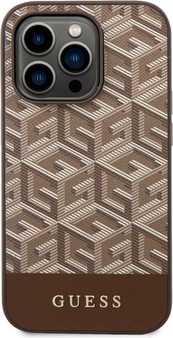 Actual product image Guess GUHMP14LHGCFSEW iPhone 14 Pro 6.1" brązowy/brown hard case GCube Stripes MagSafe (Apple iPhone 14 Pro)