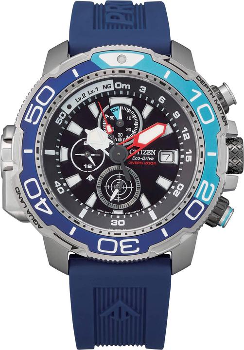 Citizen Promaster Marine BJ2169-08E Orologio - Gomma - Blauw - 46 mm (Cronografo, Visualizzazione della riserva di carica, 47 mm)