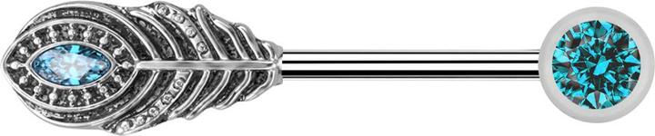 Immagine prodotto Star Piercing Barbell silver con sfere frontali in cristallo acqua e piume (Ottone, Acciaio chirurgico 316L)