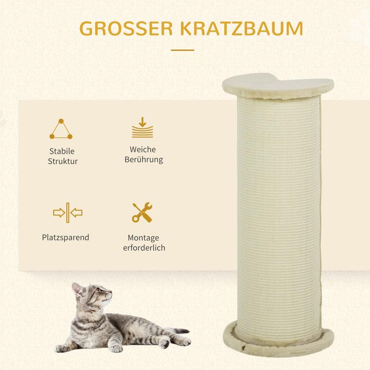 Produktbild PawHut Kratzbrett für Ecken mit Anti-Kipp-Vorrichtung (85 cm, Cremeweiss)