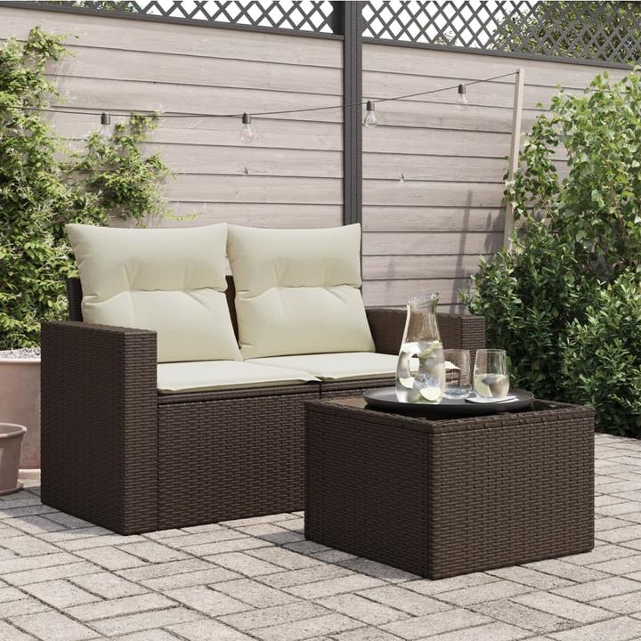 Image du produit VidaXL Table de jardin avec plateau en verre Table basse de jardin Marron Poly Rattan (55 cm)