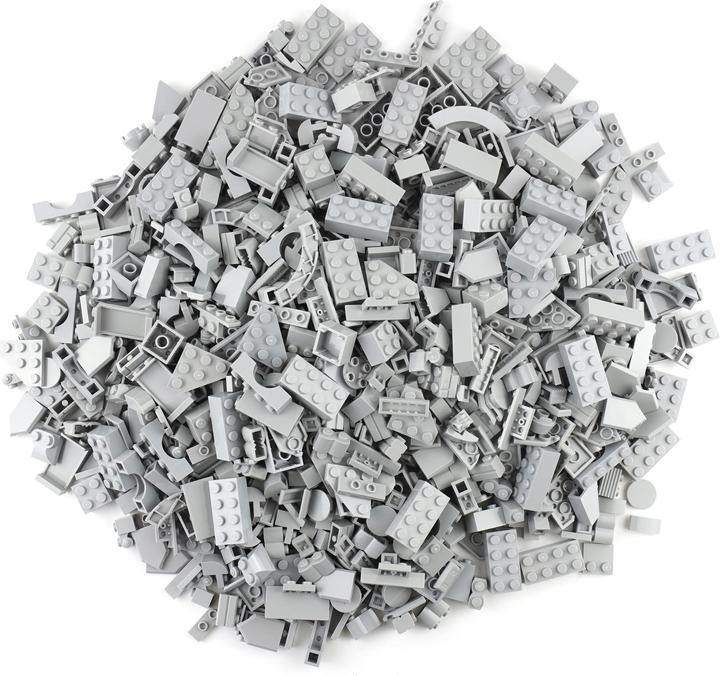 Produktbild LEGO Steine Hellgrau gemischt - 200 Stück - Light bluish grey bricks mix - NEU (LEGO Zubehör)