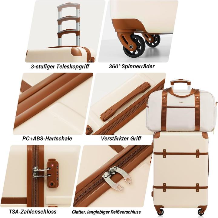 Actual product image Coolife 6-teiliges Kofferset mit TSA-Zahlenschloss, Reissverschlusstaschen (Hand luggage (up to 50 litres), M (50 - 90l), L (90 - 115l))