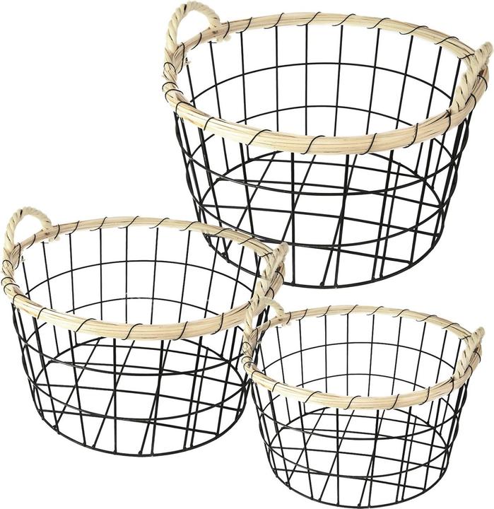 Produktbild Casativo Drahtkörbe mit Bambusrand, 3er Set (3 x)