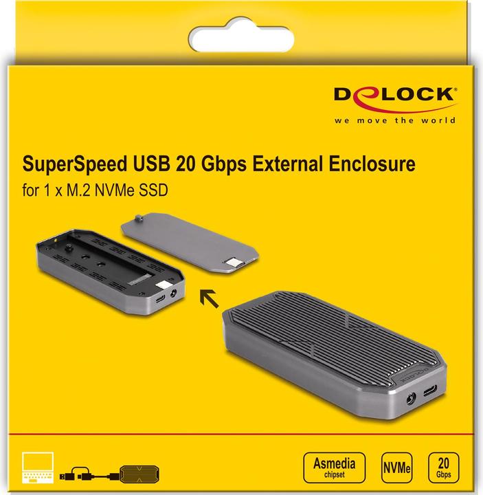 Image du produit Delock Boîtier de jeu externe pour M.2 N (M.2 2260, M.2 2242, M.2 2280)