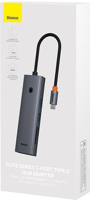 Immagine prodotto Baseus Hub 7w1 UltraJoy a 7 porte (da USB-C a 1xHDMI4K@30Hz + 2xUSB 3.0 + 1xPD +RJ45 + SD/TF3.0) (7 Porti)