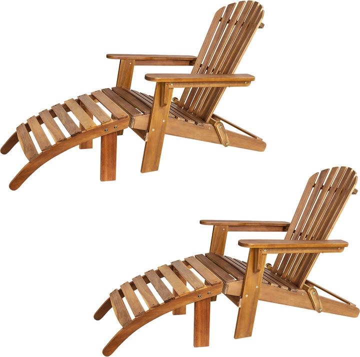 Image du produit Casaria Chaise longue Adirondack Lot de 2 Repose-pieds