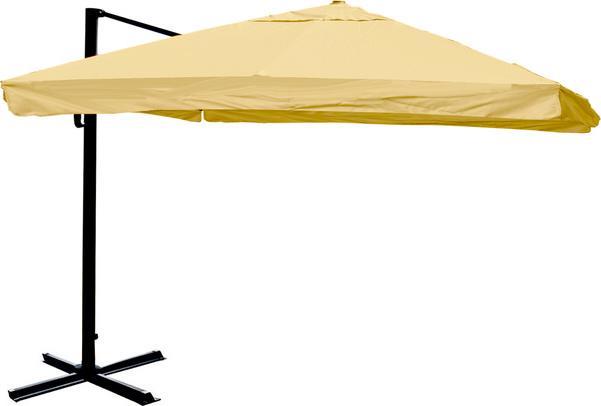 Swisshandel24 Gastronomie-Ampelschirm, Sonnenschirm, 3x4m (Ø5m) Polyester/Alu 26kg, Flap, creme ohne Ständer, dreh