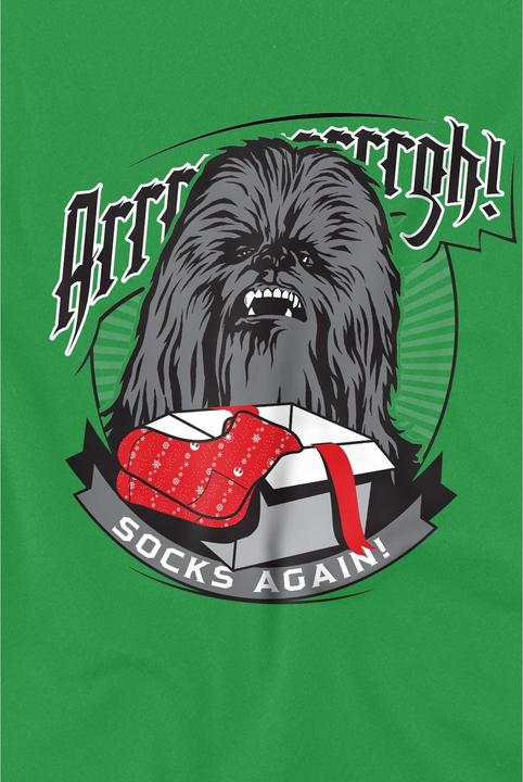 Actual product image Star Wars Mens Arrrrgh! Socks Again! Chewbacca Christmas T-Shirt (M)