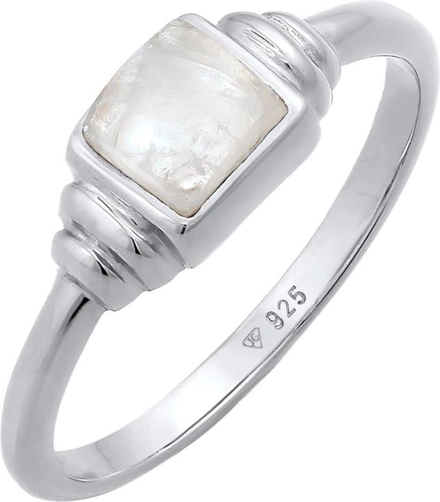 Image du produit Elli PREMIUM Bague Pierre de Lune Carré Vintage 925 Argent (52, Argent 925)