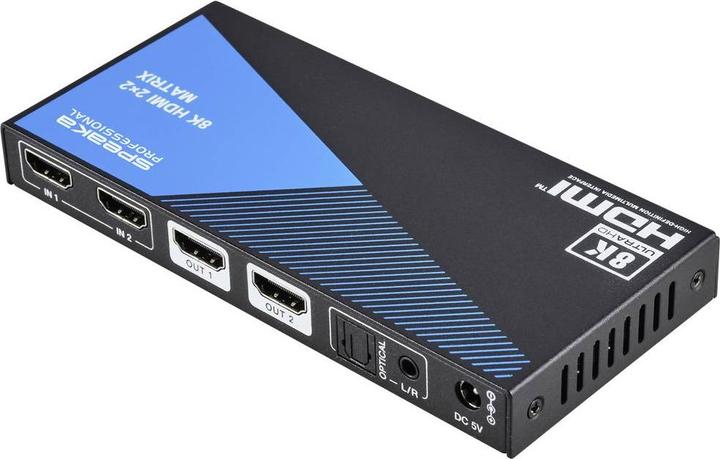 Actual product image SpeaKa Professional SP-11571776 2+2 port HDMI matrix switch Ultra HD-capable 7680 x 4320 pixels Black