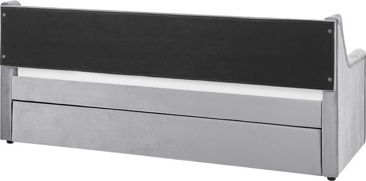 Produktbild Beliani Tagesbett ausziehbar Samtstoff grau Lattenrost 90 x 200 cm MONTARGIS (90 x 200 cm)