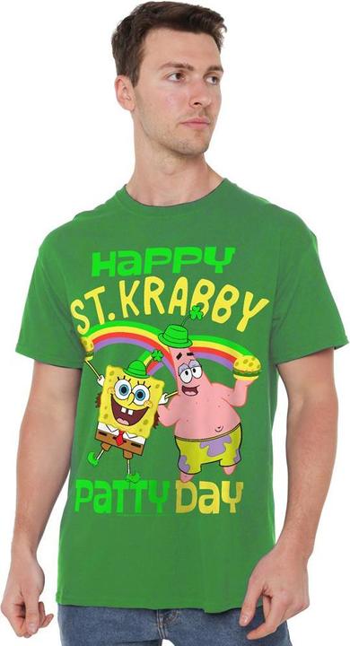 Actual product image Spongebob Squarepants Mens St Krabby Patty Day St Patricks Day T-Shirt (4XL)