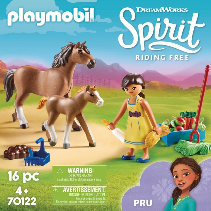Actual product image Playmobil Spirit Pru with horse and foal (70122, Playmobil Spirit)