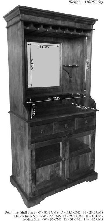 Immagine prodotto Floki24 Mobile bar in stile coloniale, acacia 97x52x193 OXFORD - marrone chiaro
